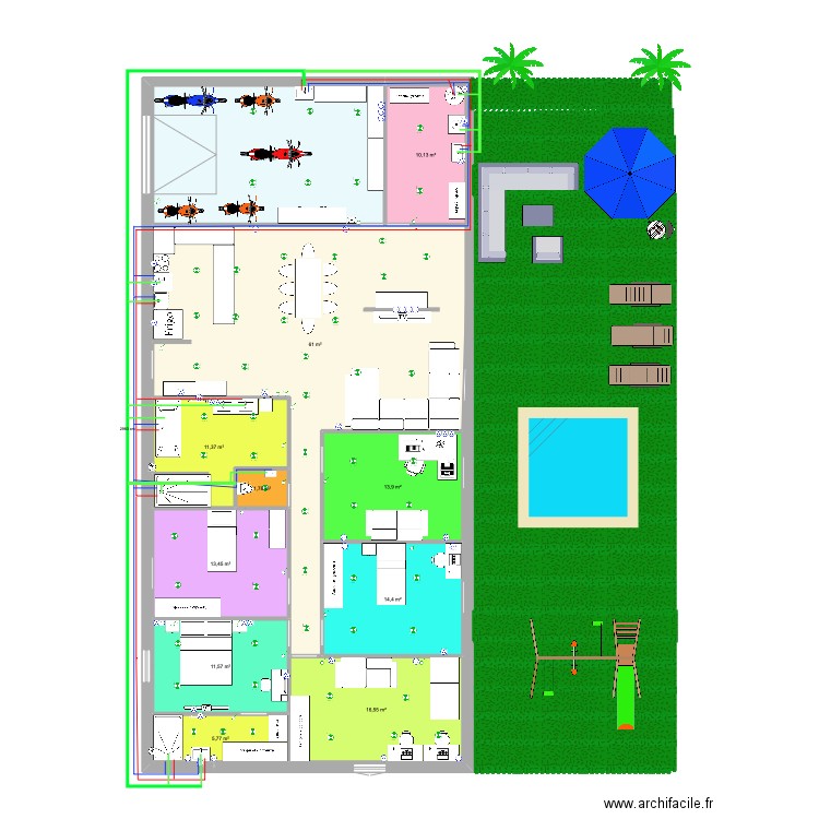 Maison. Plan de 12 pièces et 190 m2