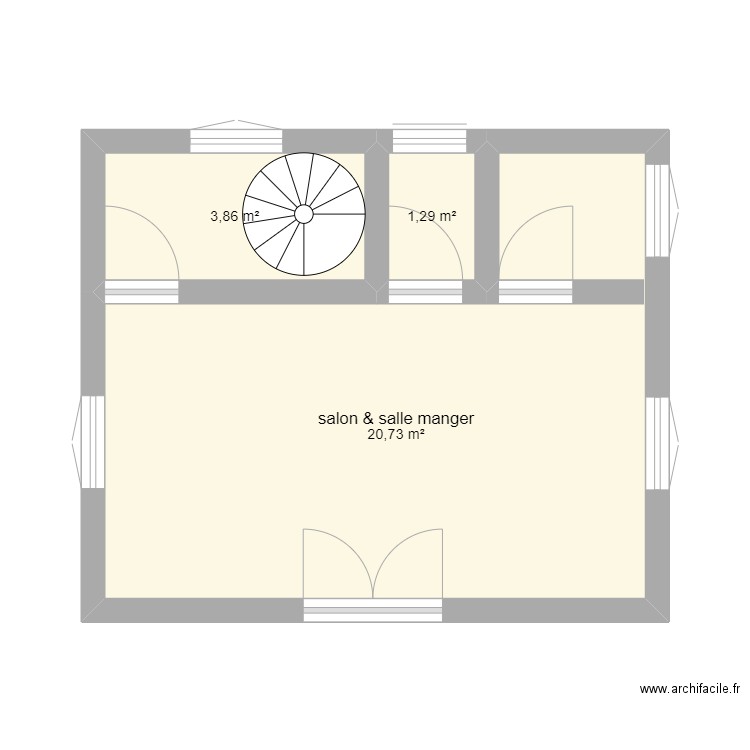 pereybere. Plan de 3 pièces et 26 m2