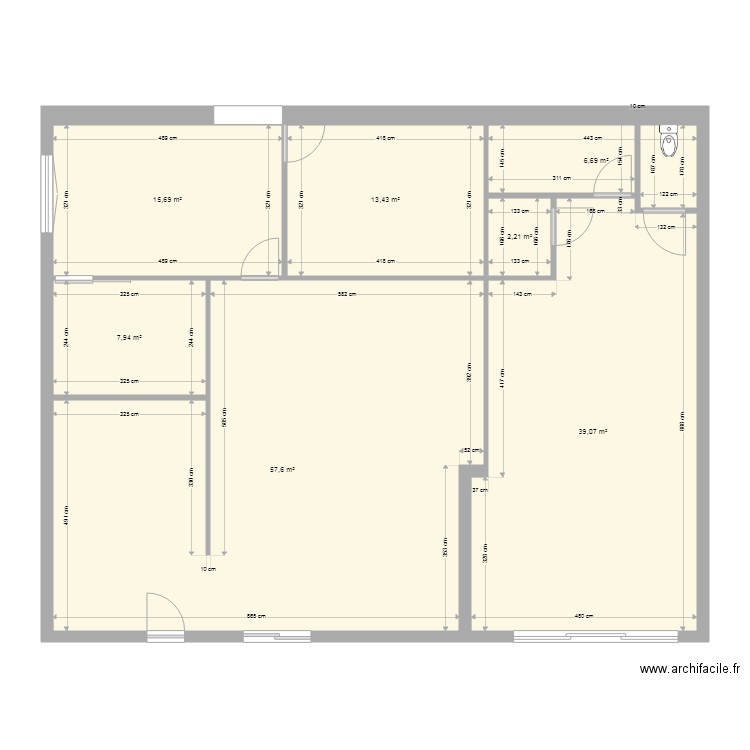 salon de coiffure et gite bas. Plan de 7 pièces et 143 m2