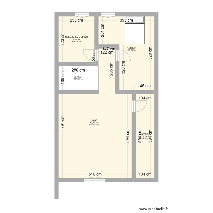 Maison_Etage. Plan de 5 pièces et 77 m2