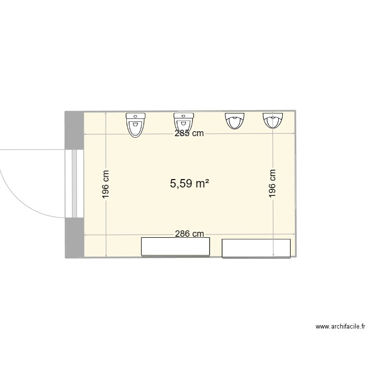 plans sanitaires classe maternelle. Plan de 1 pièce et 6 m2