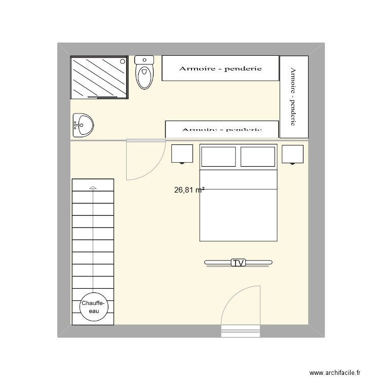 projet. Plan de 1 pièce et 27 m2