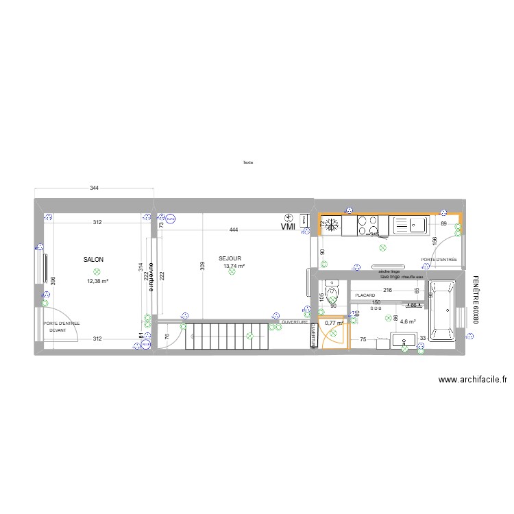 joudreville AVEC MEUBLES + ELEC. Plan de 12 pièces et 90 m2