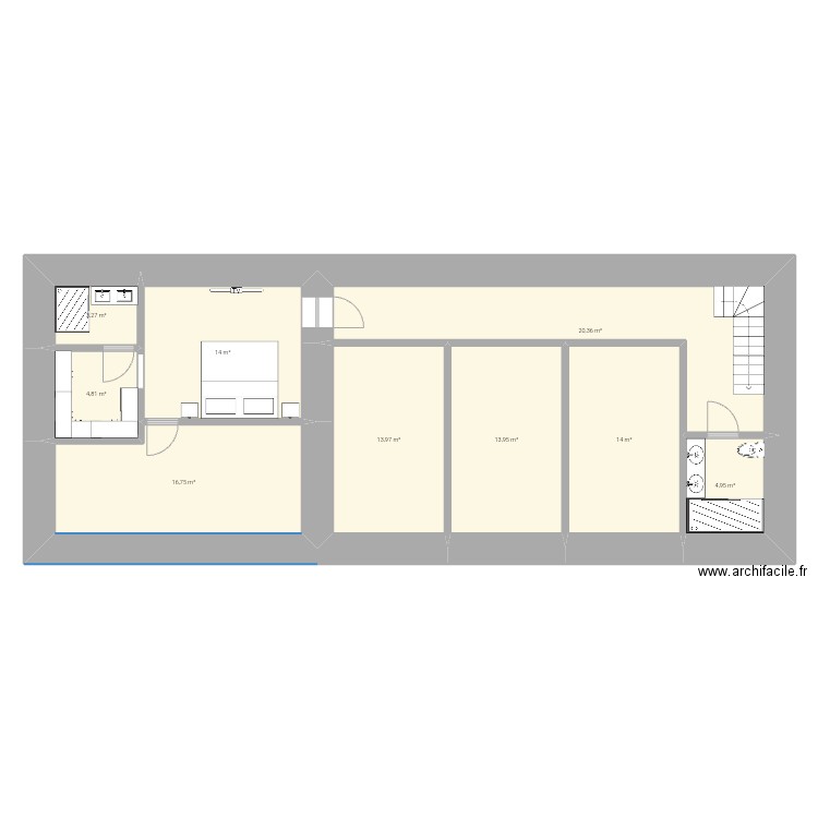 Etg. Plan de 9 pièces et 106 m2