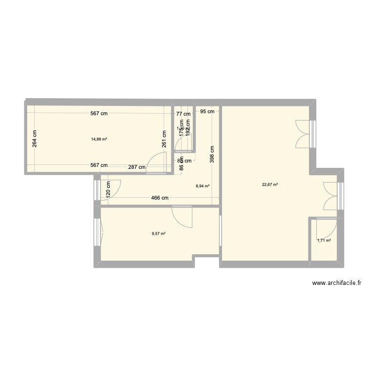 Maison Angel. Plan de 6 pièces et 59 m2