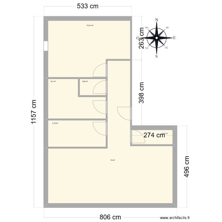 appartement f2 brahim. Plan de 6 pièces et 65 m2