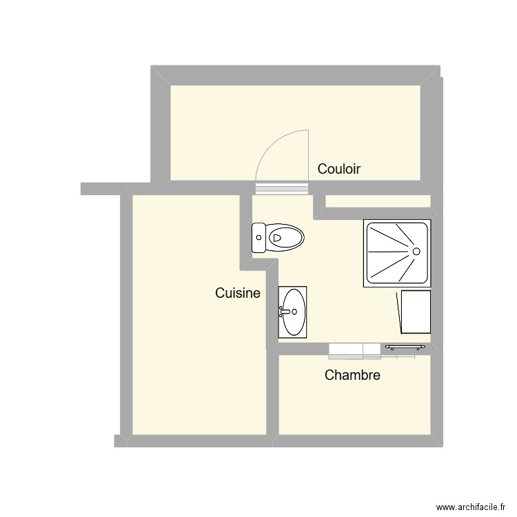 SDB Manon. Plan de 4 pièces et 16 m2