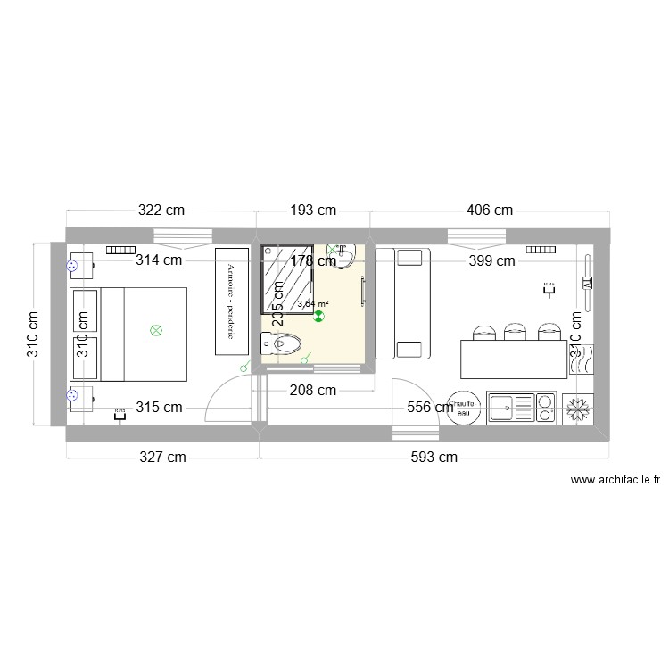 Test. Plan de 1 pièce et 4 m2