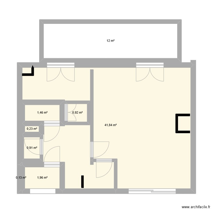 essai plan 1 RDC. Plan de 8 pièces et 66 m2