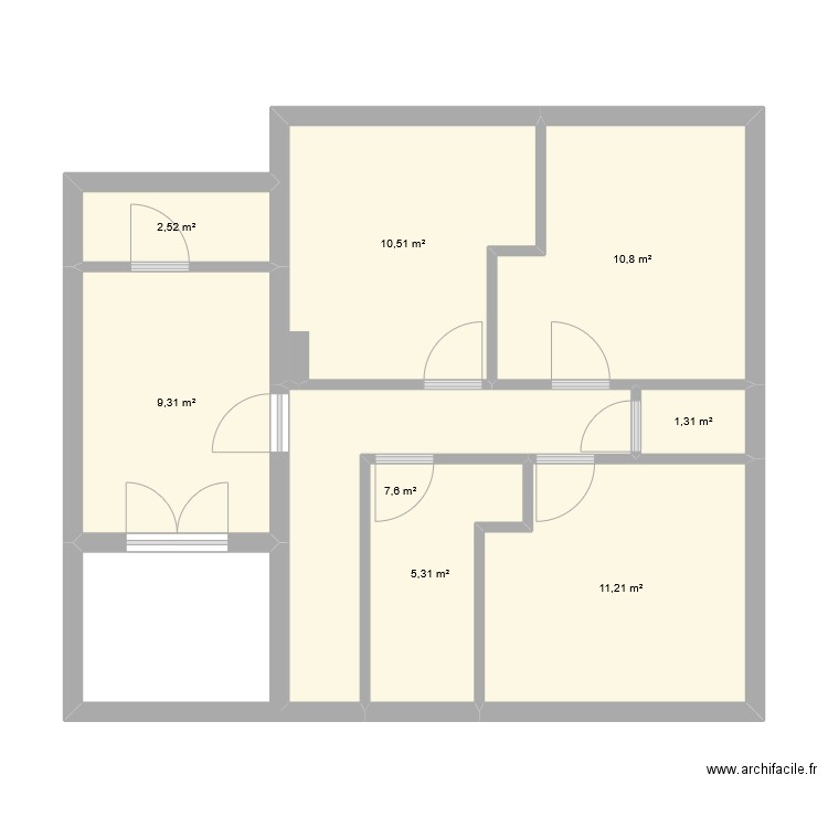 maison. Plan de 8 pièces et 59 m2