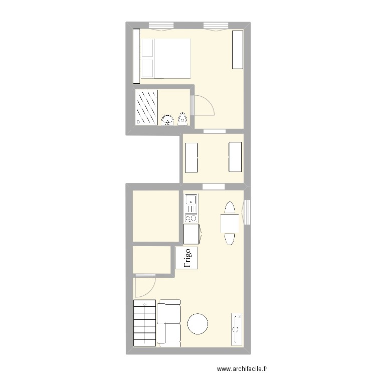 Plan apartment Toulon aménagé. Plan de 5 pièces et 60 m2