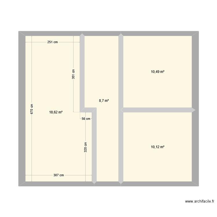 perouse. Plan de 4 pièces et 48 m2