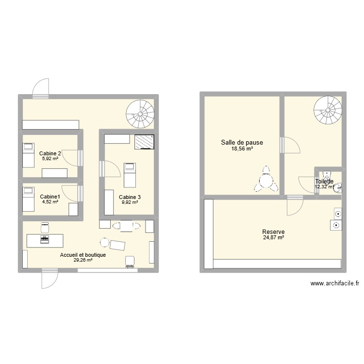 plan beauté douceur. Plan de 7 pièces et 105 m2