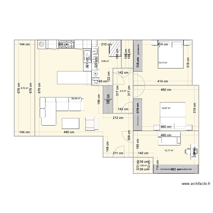 chatenay3. Plan de 10 pièces et 101 m2