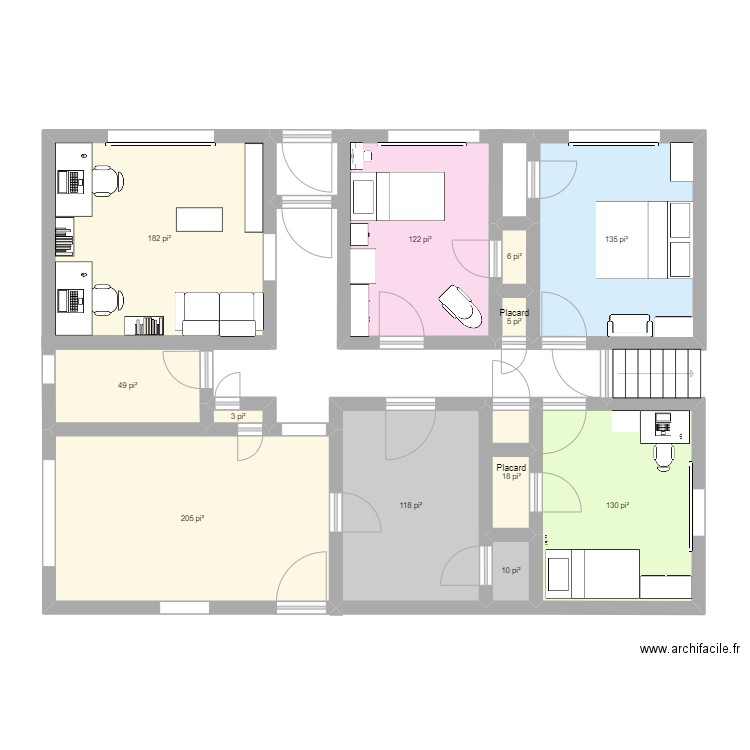 cela. Plan de 12 pièces et 91 m2