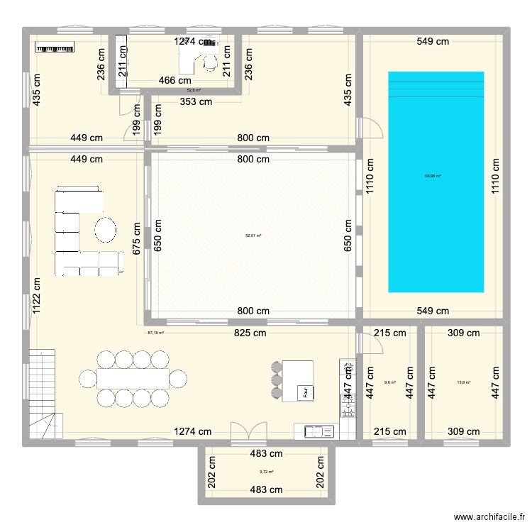 Maison atrium test 1. Plan de 7 pièces et 286 m2