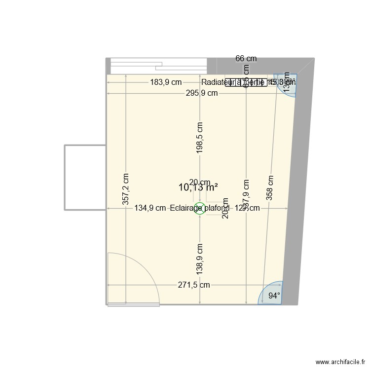 CHAMBRE 1. Plan de 1 pièce et 10 m2