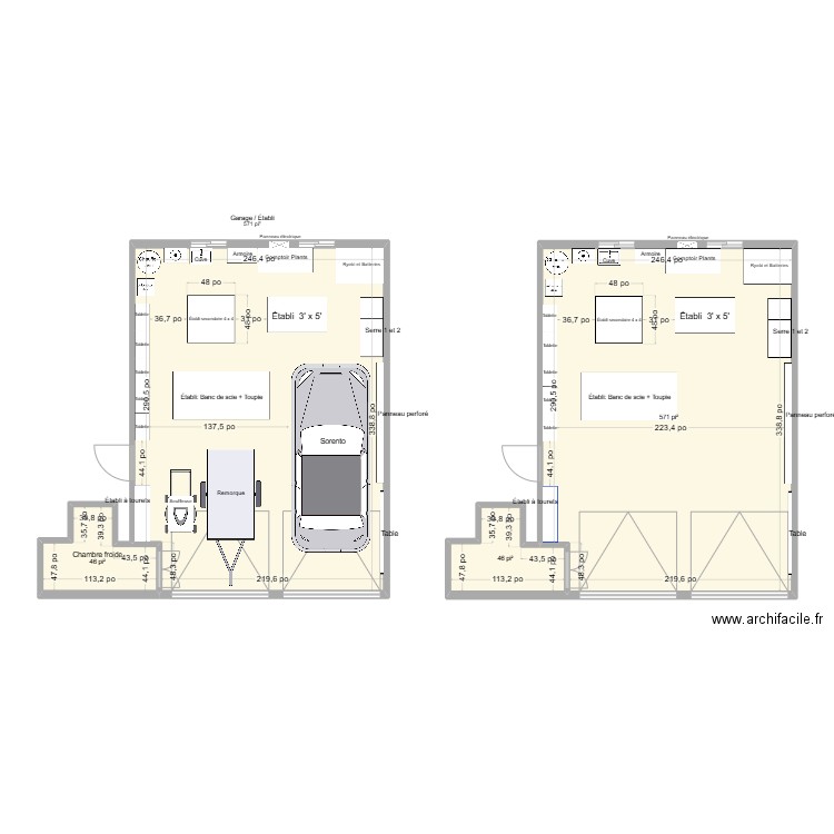 Garage 1. Plan de 2 pièces et 57 m2