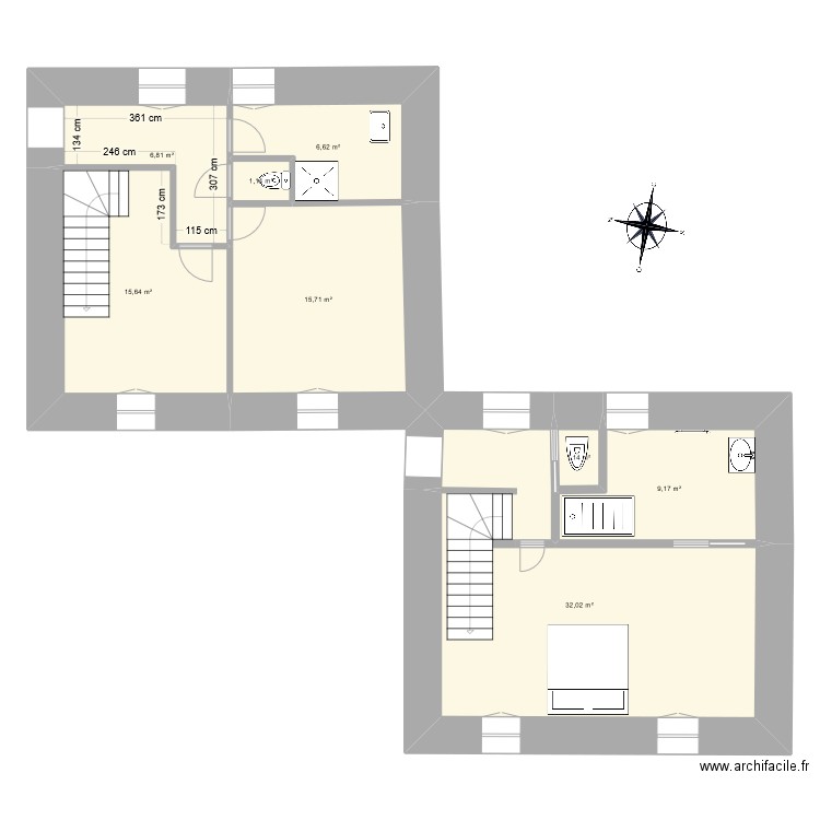 salle deau rdc. Plan de 8 pièces et 88 m2