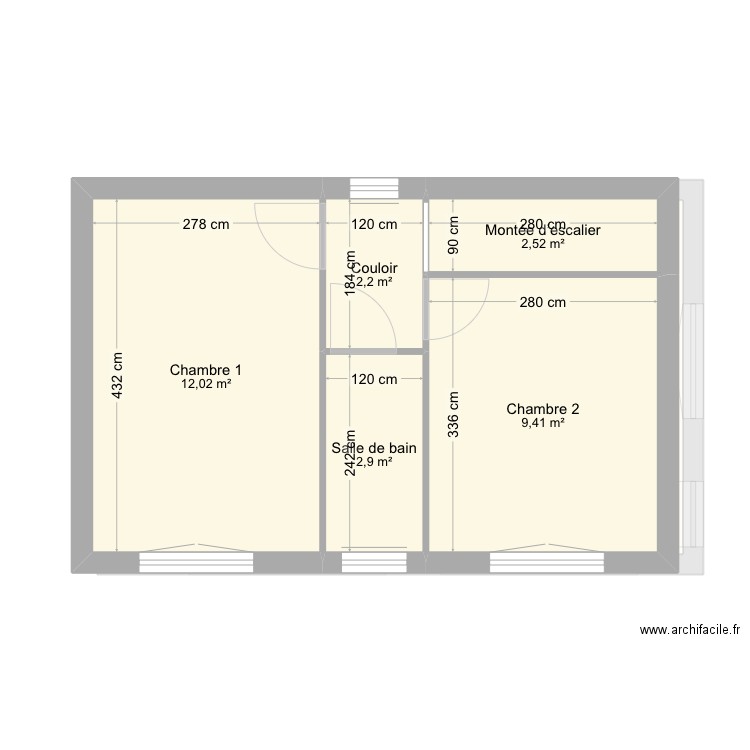 Buy avec étage. Plan de 6 pièces et 59 m2