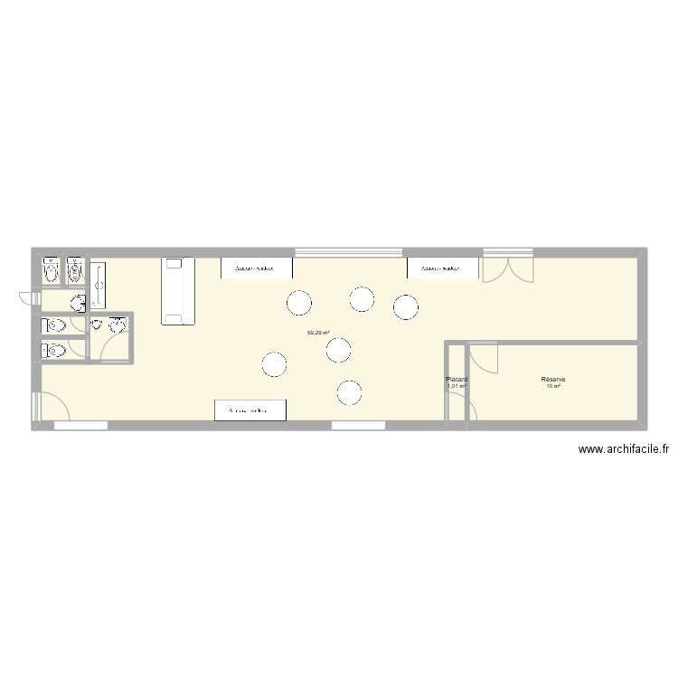 Club ado v2. Plan de 8 pièces et 73 m2