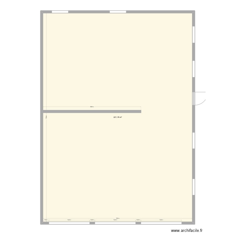 actuel. Plan de 1 pièce et 222 m2