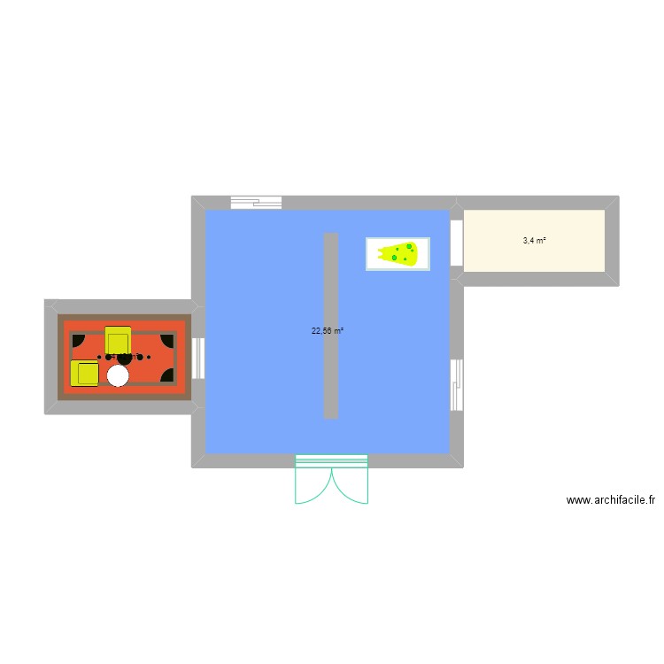 plan. Plan de 3 pièces et 30 m2