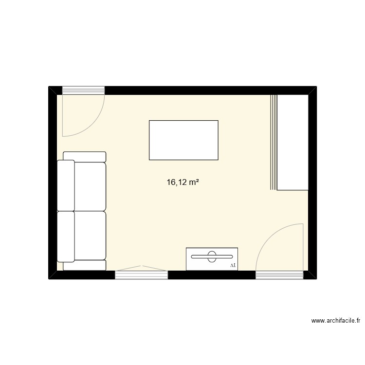 petit apartement  rdc. Plan de 1 pièce et 16 m2