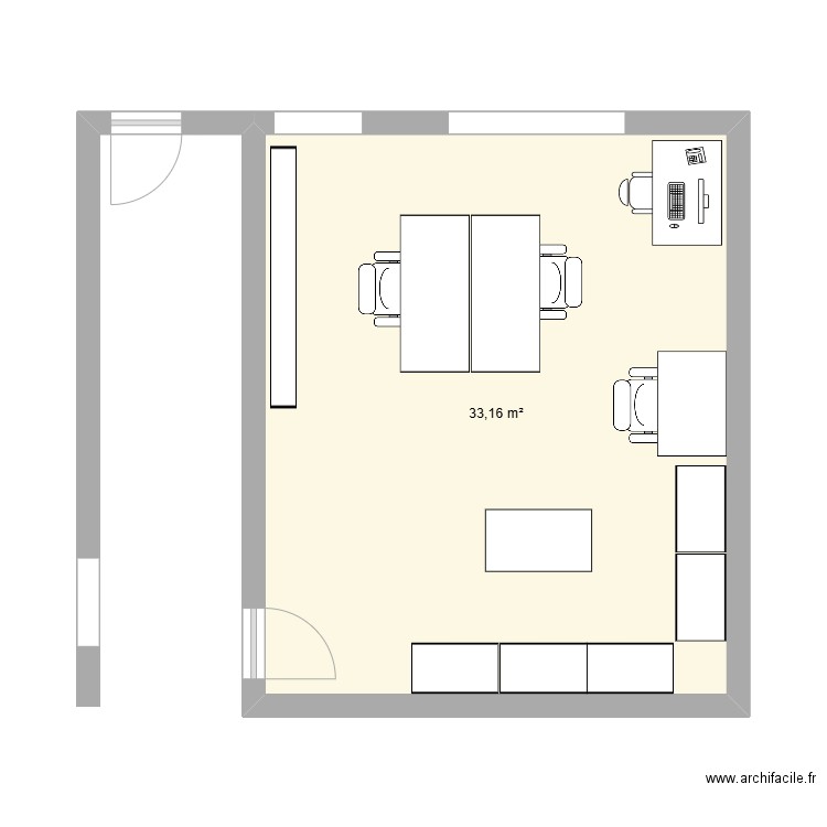 Bureaux Médiathèque. Plan de 1 pièce et 33 m2