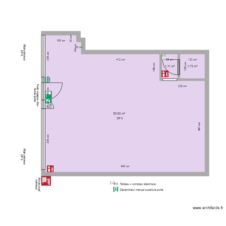 PHARMACIE HAUTS VALLONS AVANT TRAVAUX. Plan de 3 pièces et 53 m2