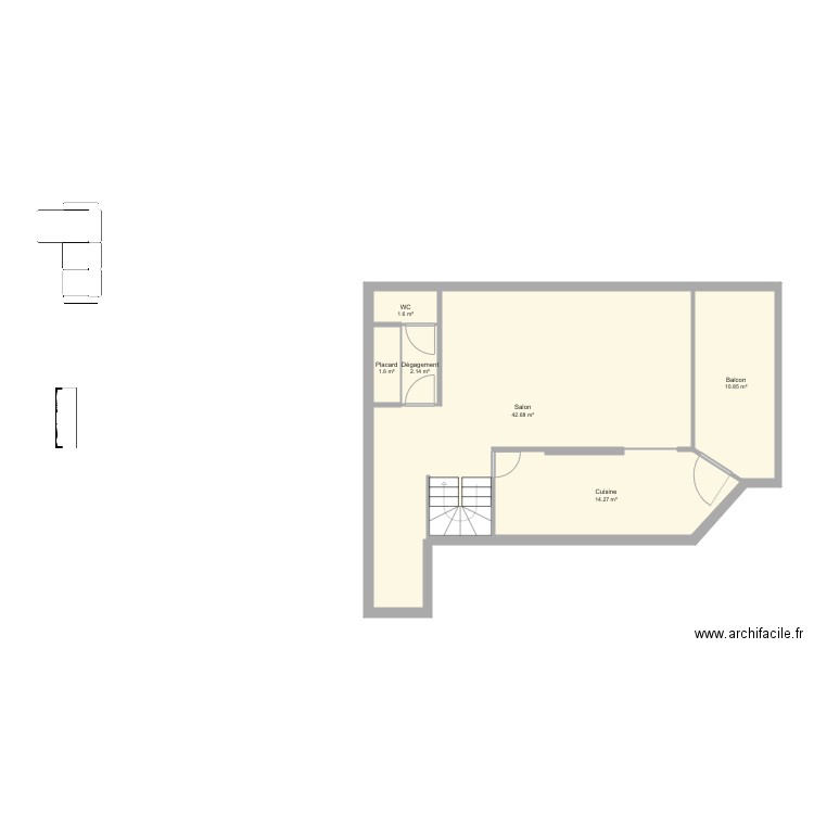 RDC Finkmatt. Plan de 6 pièces et 73 m2