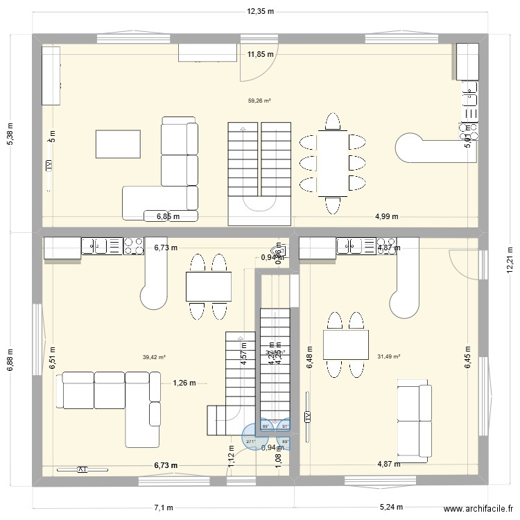 CHATILLON LA PALUD Niveau 0. Plan de 4 pièces et 134 m2