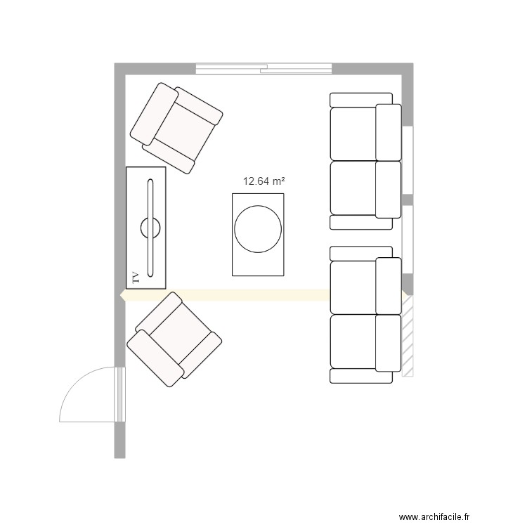 2024-12-19-PLAN SALON BN. Plan de 1 pièce et 13 m2