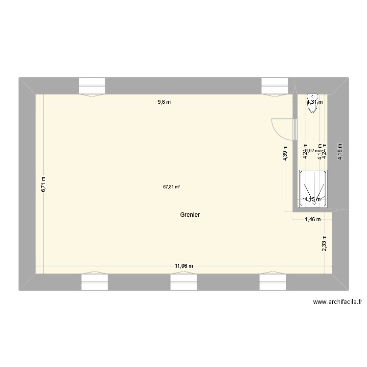 Ville morin bis. Plan de 2 pièces et 73 m2