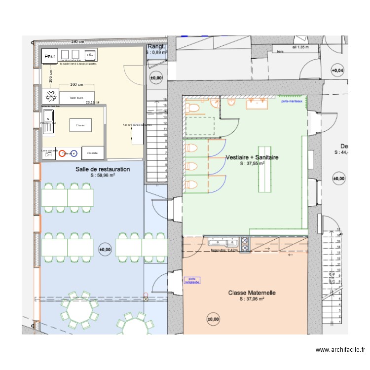 Ecole NDDN. Plan de 1 pièce et 23 m2