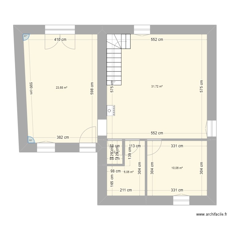 ébauche plan maison. Plan de 5 pièces et 72 m2