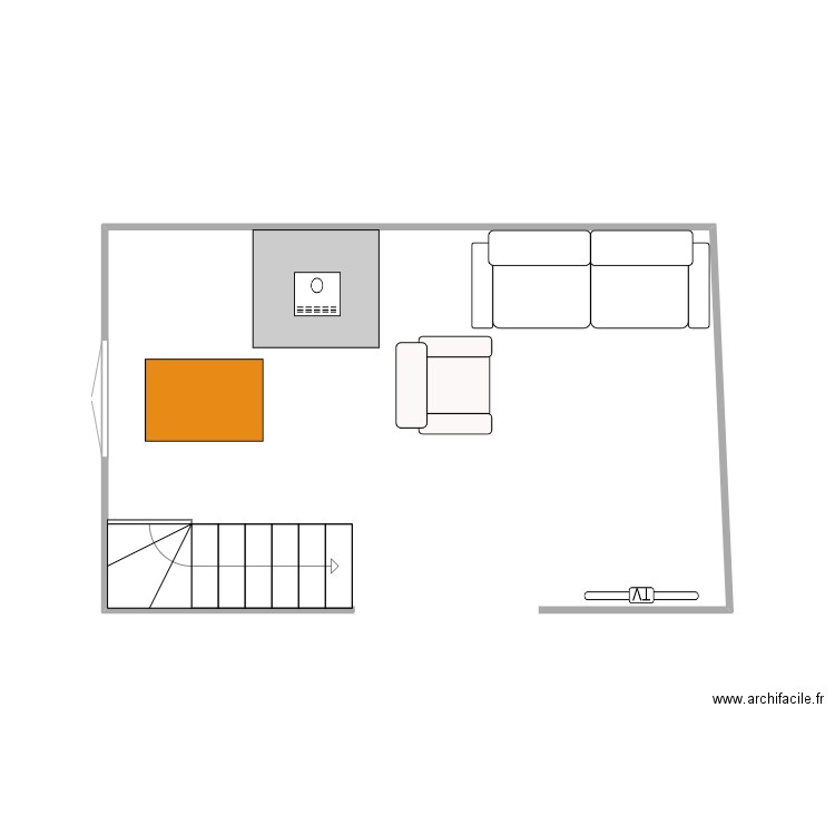 salon. Plan de 1 pièce et 26 m2