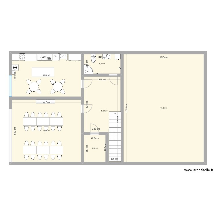 2 etage. Plan de 6 pièces et 175 m2