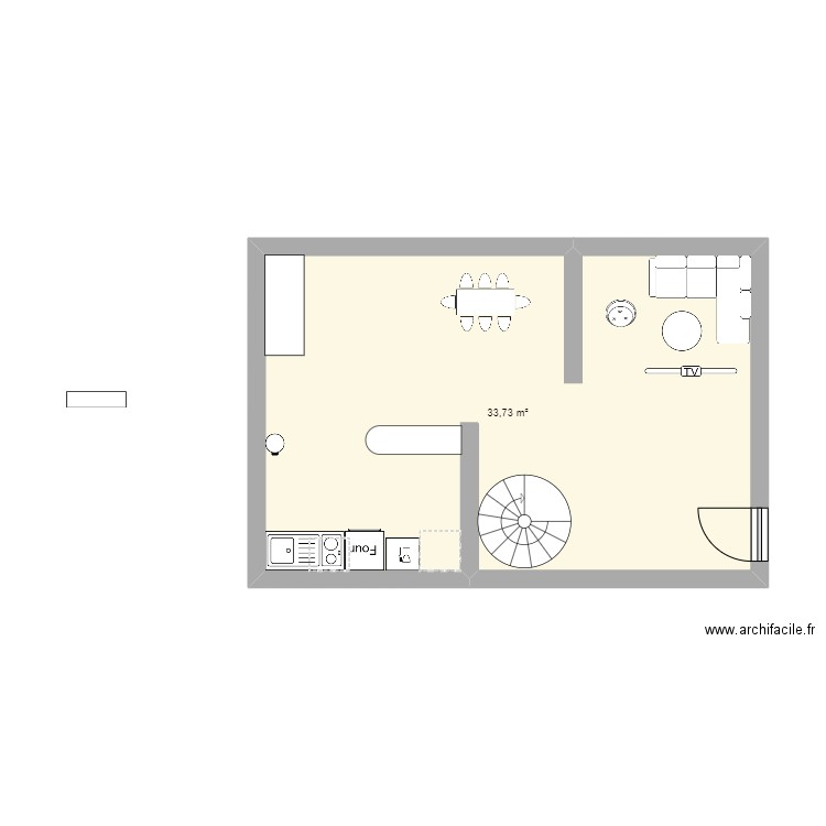 LOVE. Plan de 1 pièce et 34 m2