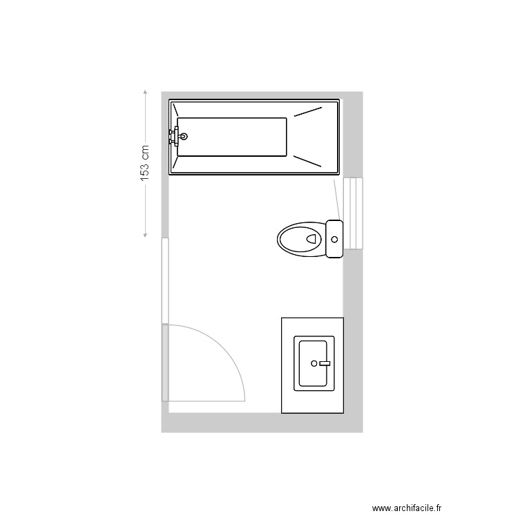 Marsault vers. Baignoire. Plan de 1 pièce et 6 m2