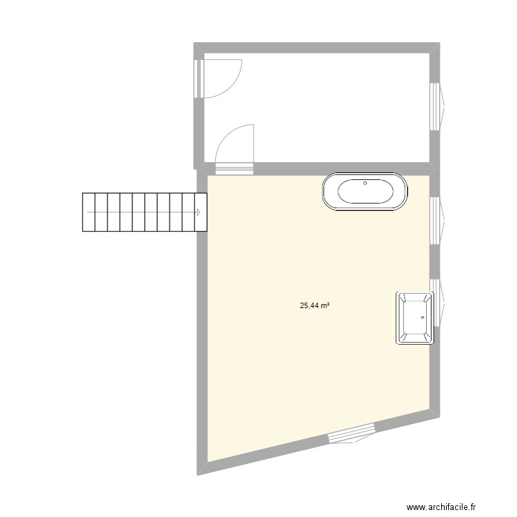 unic. Plan de 1 pièce et 25 m2