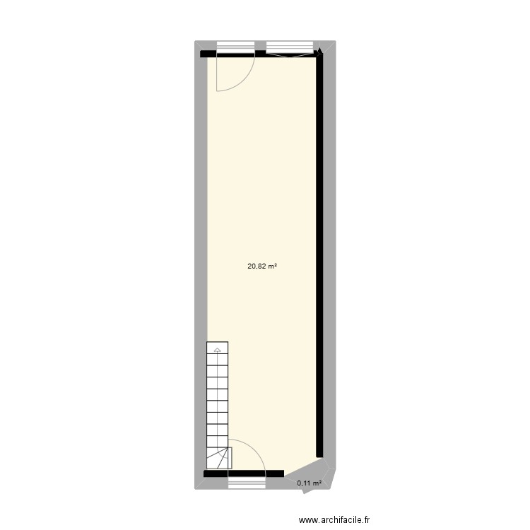 bicoque. Plan de 2 pièces et 21 m2