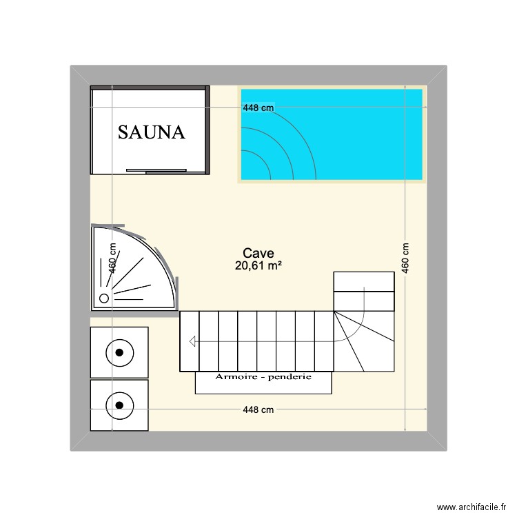 CAVE. Plan de 1 pièce et 21 m2