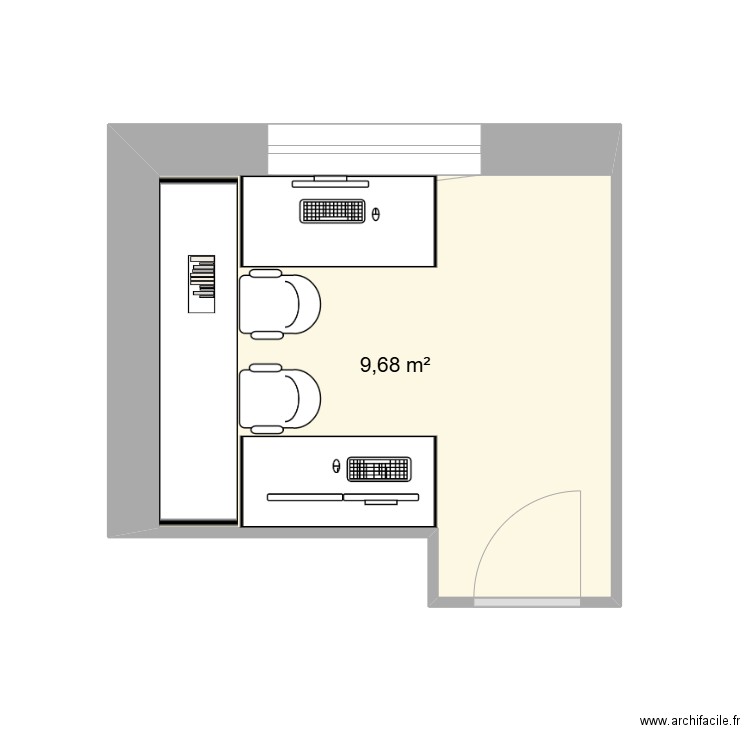 Bureau config 1. Plan de 1 pièce et 10 m2