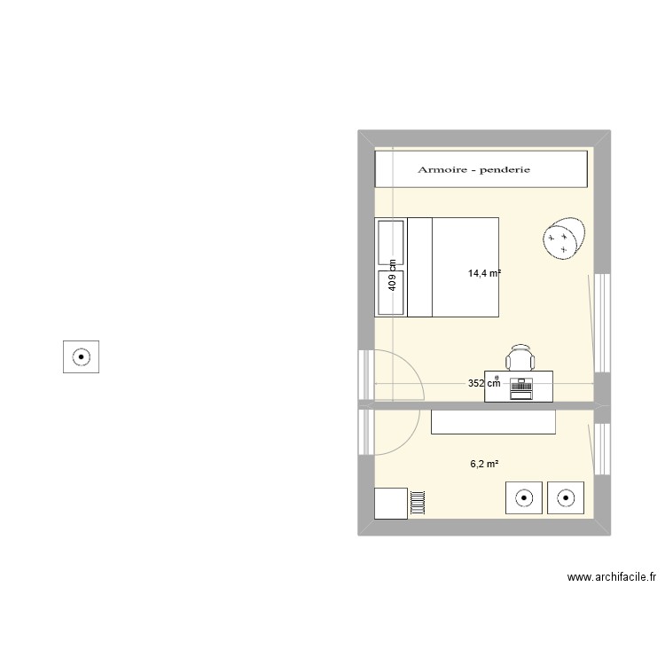 fort de Magali 2. Plan de 2 pièces et 21 m2