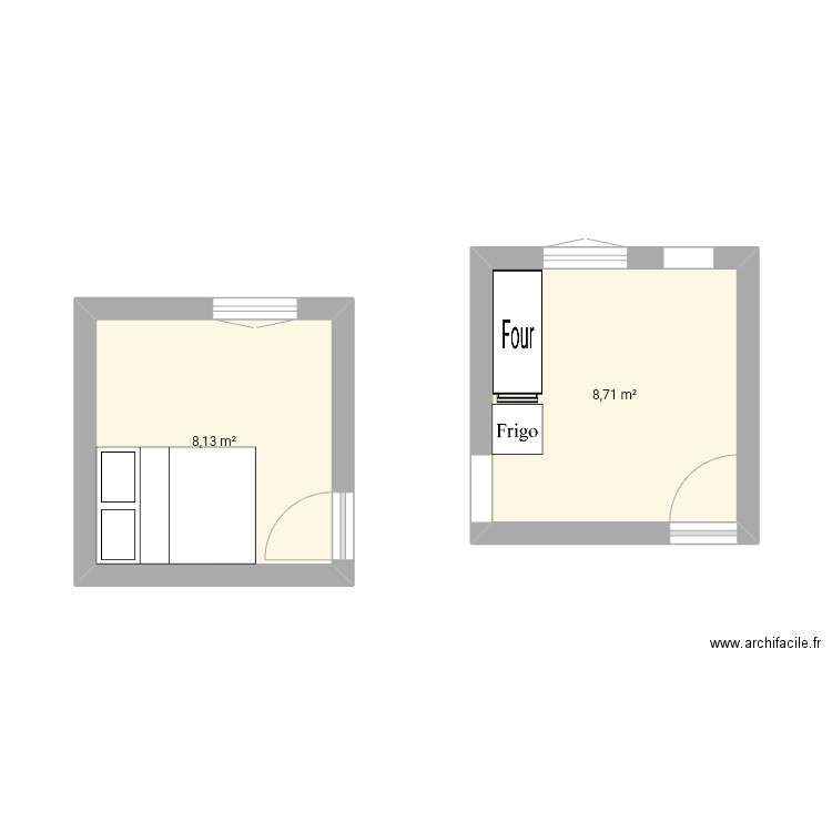 Romainville . Plan de 2 pièces et 17 m2