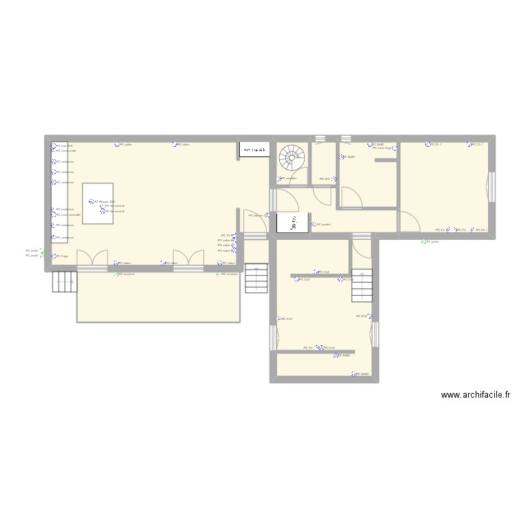 Plan projet ELEC V1. Plan de 9 pièces et 102 m2