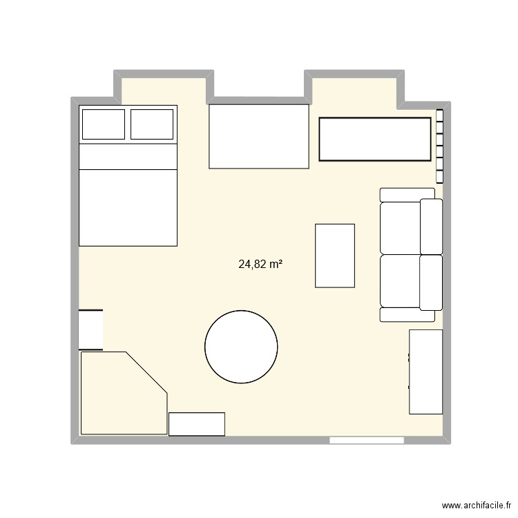 salon. Plan de 1 pièce et 25 m2