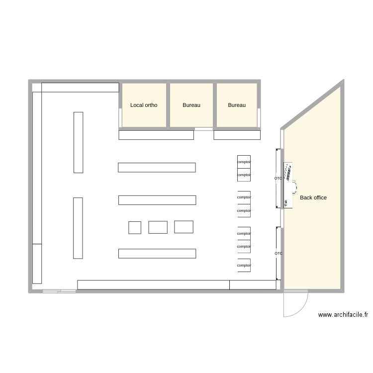 pharmacie2. Plan de 4 pièces et 17 m2