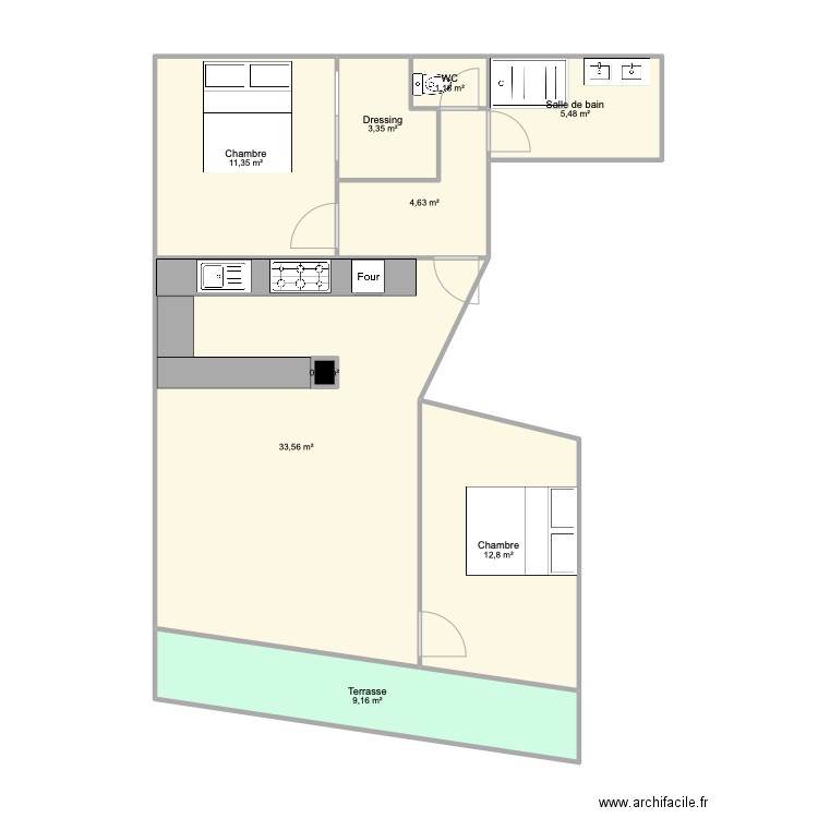 PIRSON modifié. Plan de 9 pièces et 82 m2